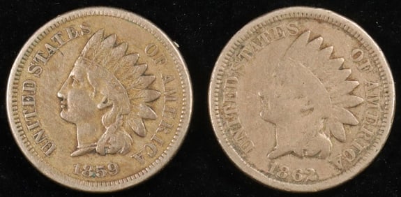 1859 VF, & 1862 GOOD INDIAN CENTS