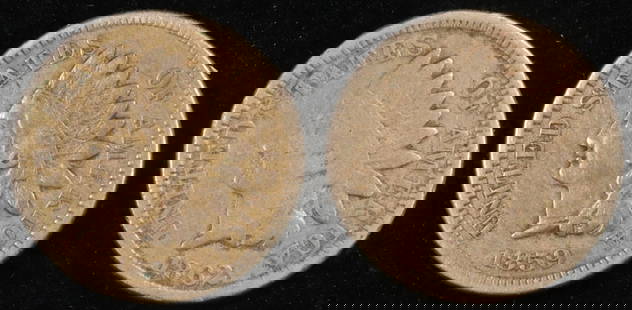 1859 VF, & 1862 GOOD INDIAN CENTS: TOP RATED AUCTION HOUSE ESTIMATE $60 - $80.