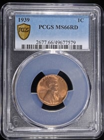 1939 LINCOLN CENT PCGS MS-66 RD