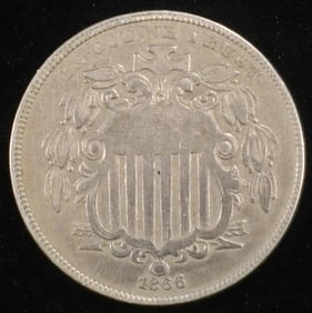 1866 RAYS SHIELD NICKEL VF