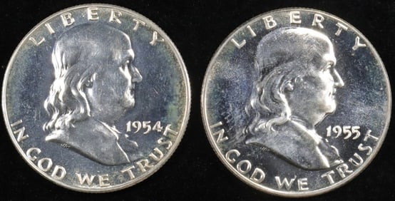 1954 & 1955 FRANKLIN HALF DOLLARS PROOF