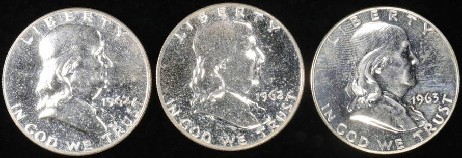 (2) 1962 & 1963 FRANKLIN HALF DOLLARS PROOF: CHECK OUT OUR UPCOMING AUCTIONS ESTIMATE $100 - $150.