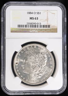 1884-O MORGAN DOLLAR NGC MS63: CHECK OUT OUR UPCOMING AUCTIONS ESTIMATE $110 - $160.