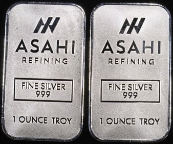 (2) 1 OZ .999 SILVER ASAHI BARS