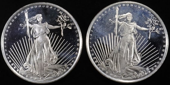 (2) 1 OZ .999 SILVER ST. GAUDENS ROUNDS