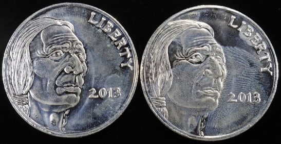 (2) 1 OZ .999 SILVER 2013 INDIAN ROUNDS