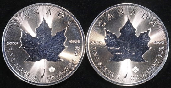 (2) 1 OZ .999 SILVER 2024 CANADIAN MAPLE ROUNDS