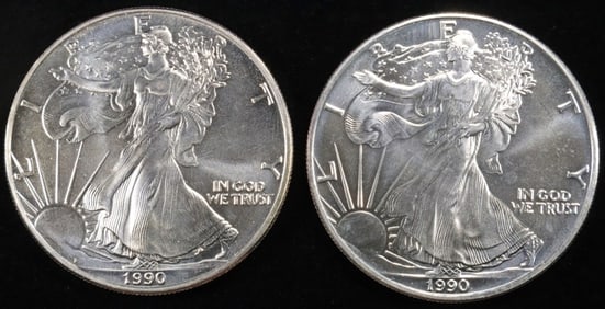 (2) 1990 AMERICAN SILVER EAGLES