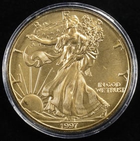 1997 AMERICAN SILVER EAGLE 24K GOLD PLATED