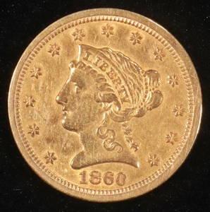 1860-S $2.5 GOLD LIBERTY AU/BU
