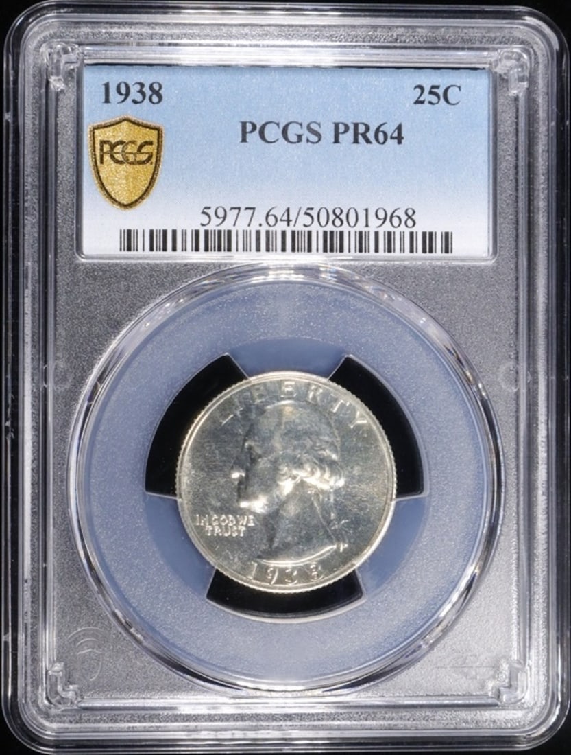 1938 WASHINGTON QTR PCGS PR64: WEEKLY COIN & CURRENCY AUCTIONS ESTIMATE $250 - $300.