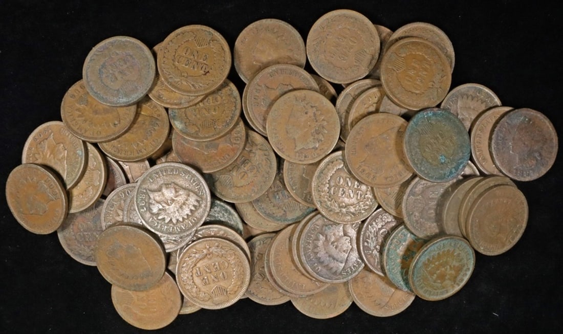 (75) MIXED DATES INDIAN CENTS: LEADERS IN ON-LINE AUCTIONS ESTIMATE $100 - $150.