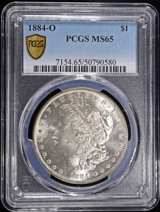 1884-O MORGAN DOLLAR PCGS MS-65: CHECK OUT OUR UPCOMING AUCTIONS ESTIMATE $200 - $250.