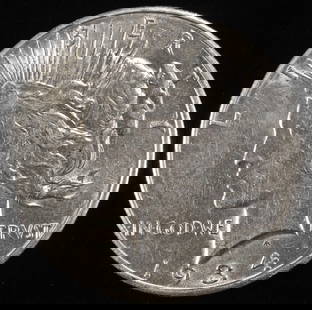 1934-D PEACE DOLLAR AU/BU: LEADERS IN ON-LINE AUCTIONS ESTIMATE $130 - $150.
