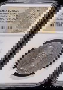 c170-145 BC EUCRATIDES I AR TETRADRACHM NGC VF