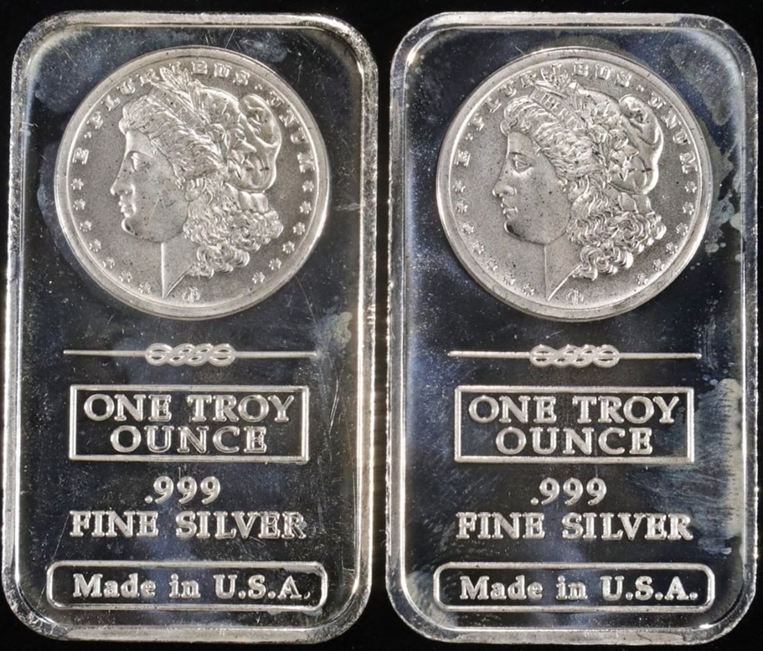 (2) 1 OZ .999 SILVER MORGAN BARS (1 of 2)