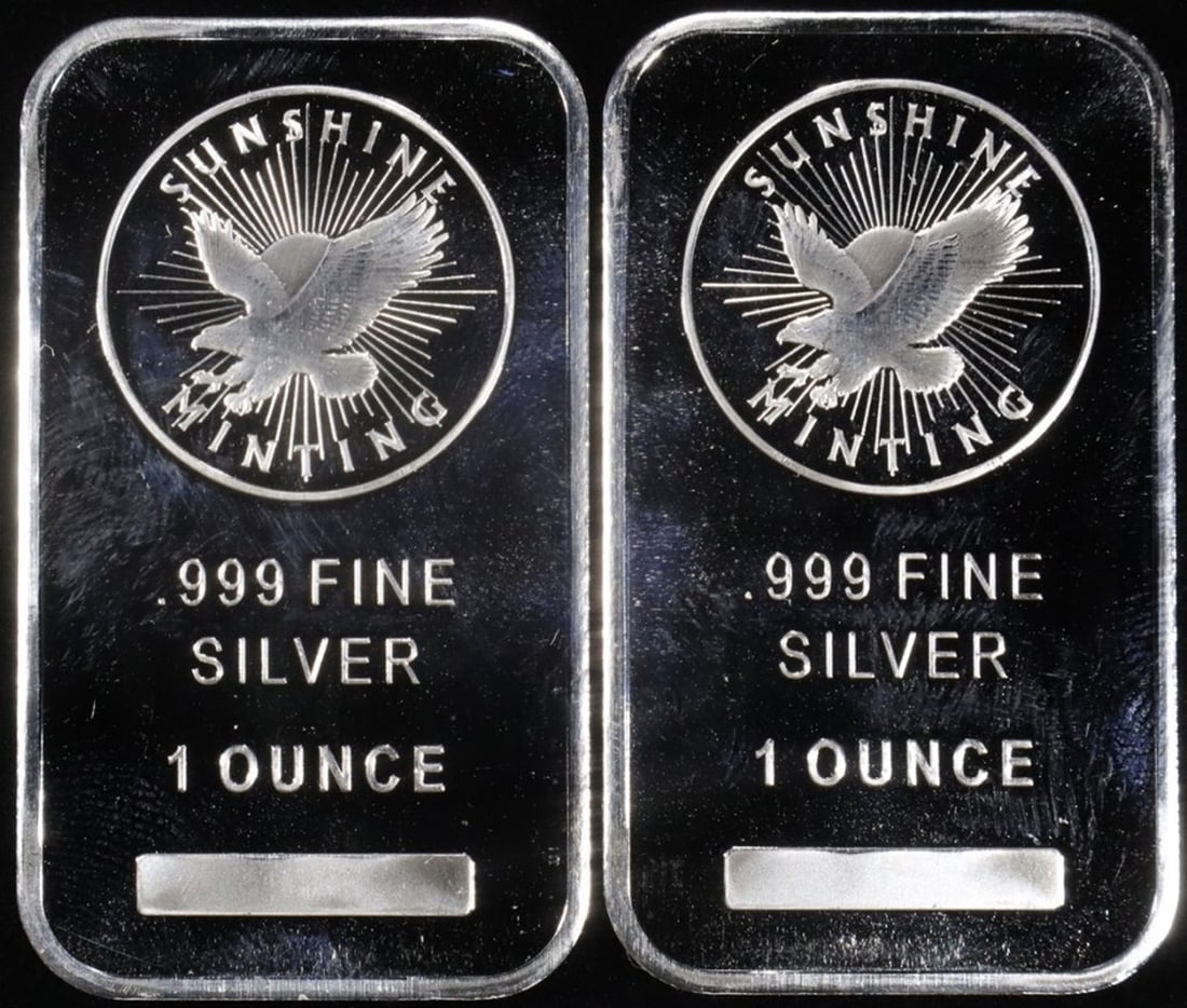(2) 1 OZ .999 SILVER SUNSHINE MINTING BARS (1 of 2)