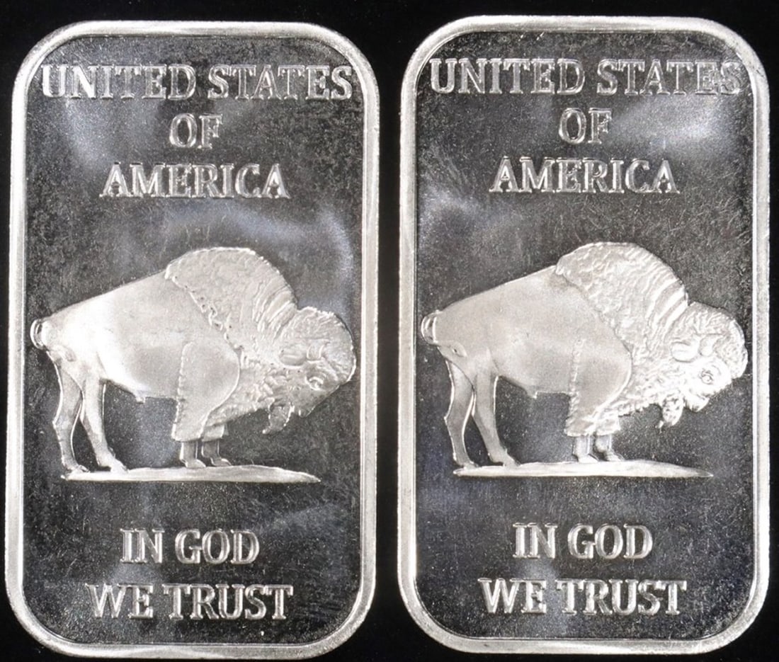 (2) 1 OZ .999 SILVER BUFFALO BARS (1 of 2)