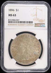 1896 MORGAN DOLLAR NGC MS63: CHECK OUT OUR UPCOMING AUCTIONS ESTIMATE $110 - $160.