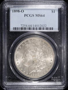 1898-O MORGAN DOLLAR PCGS MS-64: WEEKLY COIN & CURRENCY AUCTIONS ESTIMATE $150 - $200.