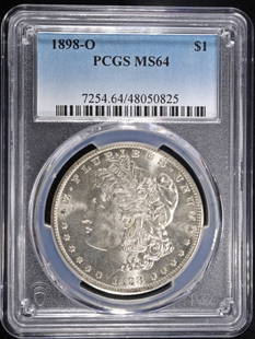 1898-O MORGAN DOLLAR PCGS MS-64: CHECK OUT OUR UPCOMING AUCTIONS ESTIMATE $150 - $200.