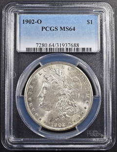 1902-O MORGAN DOLLAR PCGS MS-64: WEEKLY COIN & CURRENCY AUCTIONS ESTIMATE $150 - $200.