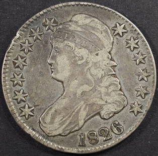 1826 BUST HALF DOLLAR VF: LEADERS IN ON-LINE AUCTIONS ESTIMATE $100 - $130.
