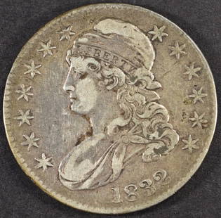 1832 BUST HALF DOLLAR VF: TOP RATED AUCTION HOUSE ESTIMATE $100 - $130.
