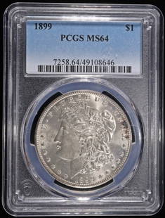 1899 MORGAN DOLLAR PCGS MS-64: CHECK OUT OUR UPCOMING AUCTIONS ESTIMATE $500 - $600.