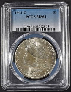 1902-O MORGAN DOLLAR PCGS MS-64: LEADERS IN ON-LINE AUCTIONS ESTIMATE $150 - $200.