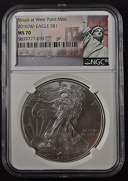 2016-(W) SILVER EAGLE NGC MS-70: ESTIMATE $100-$130