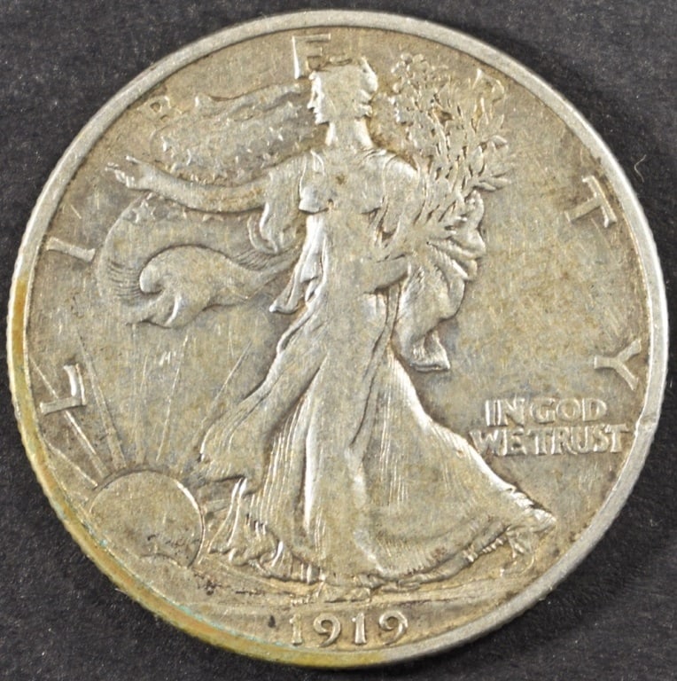 1919-D WALKING LIBERTY HALF XF: TOP RATED AUCTION HOUSE ESTIMATE $1200 - $1500.