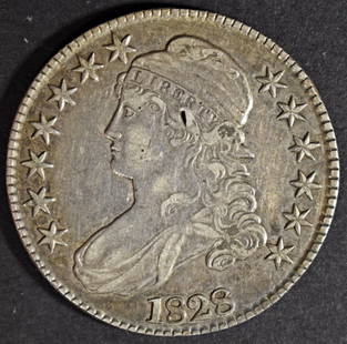 1828 BUST HALF DOLLAR XF: LEADERS IN ON-LINE AUCTIONS ESTIMATE $200 - $250.