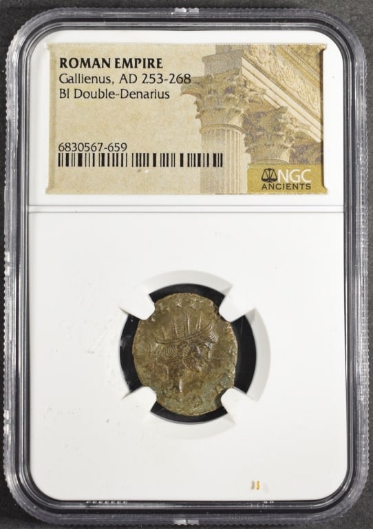 AD 253-268 GALLIENUS BI DOUBLE-DENARIUS NGC: ROMAN EMPIRE ESTIMATE $100 - $150.