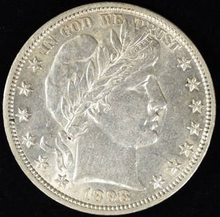 1898 BARBER HALF DOLLAR AU/BU: BID WITH SILVER CITY AUCTIONS ESTIMATE $450 - $550.