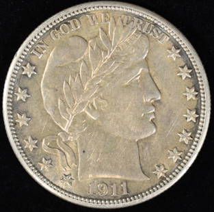 1911 BARBER HALF DOLLAR AU/BU: WEEKLY COIN & CURRENCY AUCTIONS ESTIMATE $450 - $550.