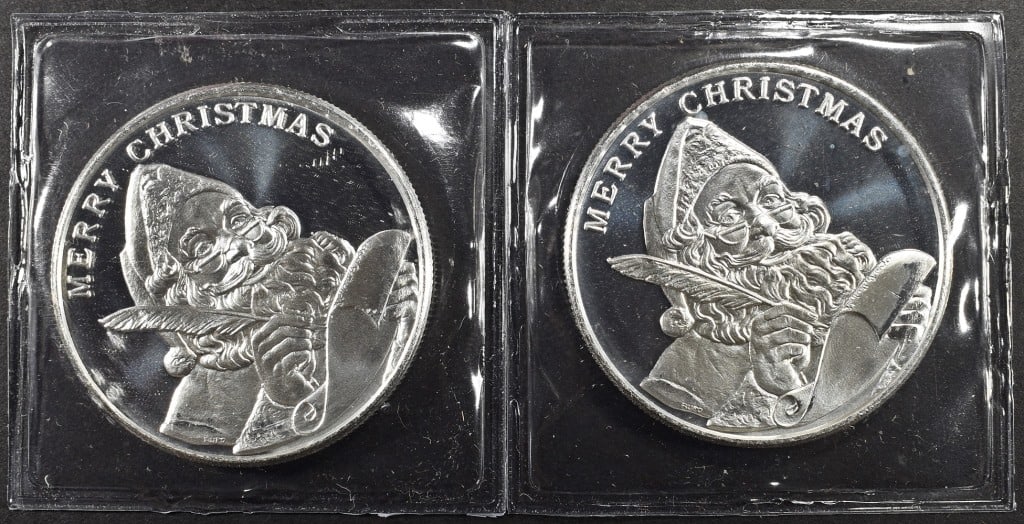 2 SILVER CHRISTMAS ROUNDS SANTA (1 of 2)