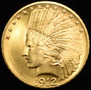 1912 GOLD INDIAN HEAD $10 GEM BU