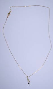 14 KT TWO TONED DIAMOND PENDANT 1/2 CTW, 18" BOX CHAIN,: Low Estimate $200.00 High Estimate $250.00