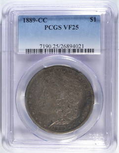 1889-CC MORGAN DOLLAR PCGS VF 25: EST 1350.00-1550.00