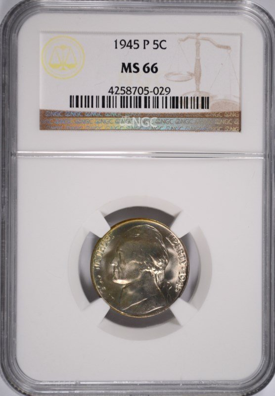 1945-P SILVER JEFFERSON NICKEL, NGC MS-66: ESTIMATE, $65.00 TO $75.00 Silvertowne Auctions is known for Quality & Service. Be sure to register to bid