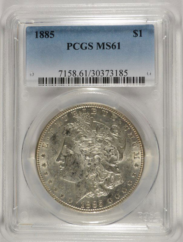 1885 MORGAN SILVER DOLLAR, PCGS MS-61: ESTIMATE, $80.00 TO $90.00 Silvertowne Auctions is known for Quality & Service. Be sure to register to bid