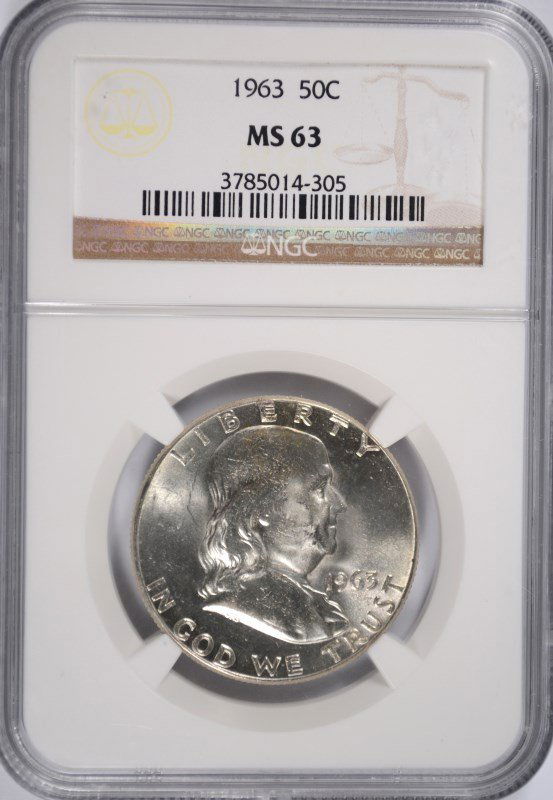 1963 FRANKLIN HALF DOLLAR NGC MS-63 (1 of 4)