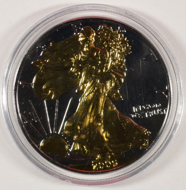 2006 AMERICAN SILVER EAGLE TWO TONE GOLD PLATED W/CERT (1 of 2)