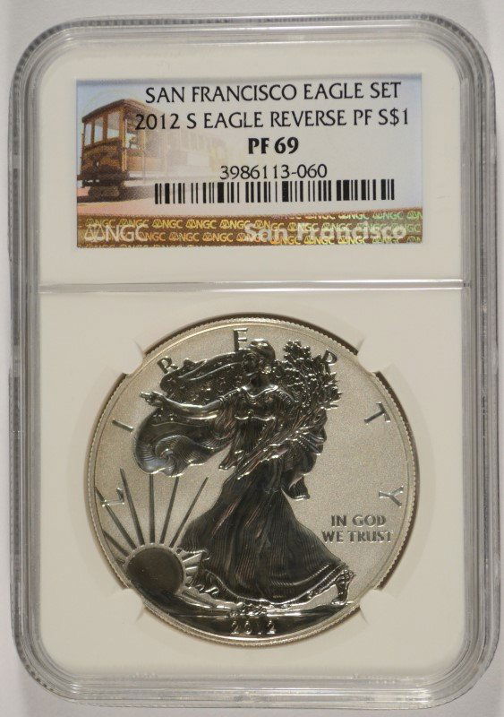 2012-S AMERICAN SILVER EAGLE, REVERSE PROOF, NGC (1 of 4)