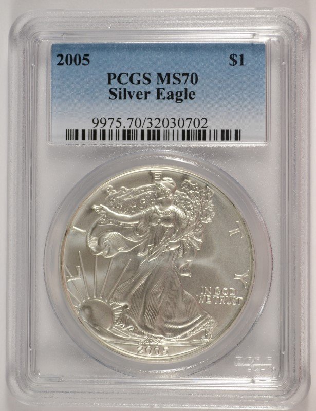 2005 AMERICAN SILVER EAGLE, PCGS MS-70 RARE LISTS IN (1 of 4)