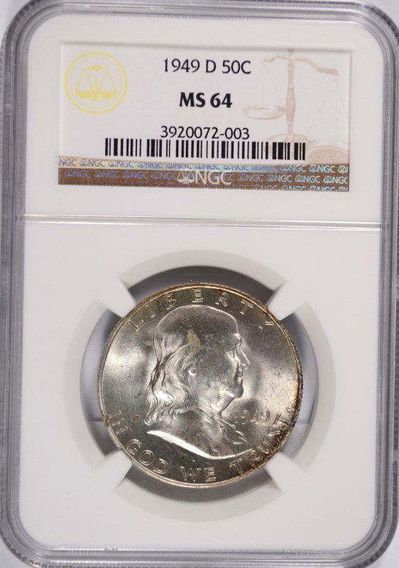 1949-D FRANKLIN HALF DOLLAR, NGC MS-64  KEY DATE! (1 of 4)