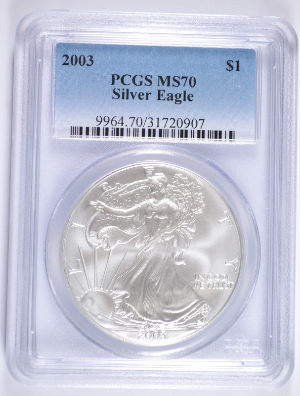 2003 AMERICAN SILVER EAGLE, PCGS MS-70! PERFECT! (1 of 4)