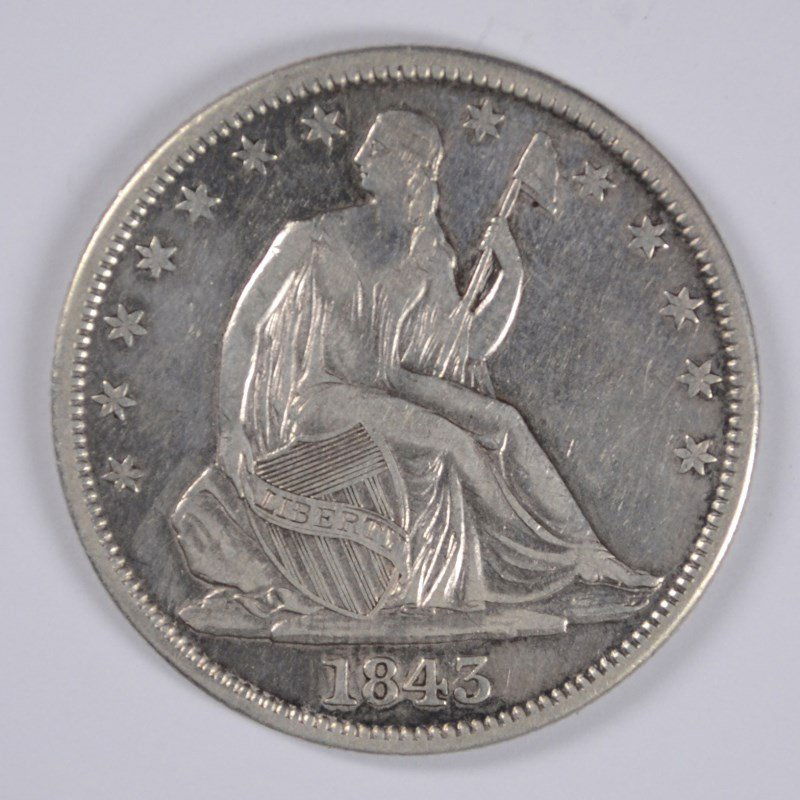 1843 SEATED HALF DOLLAR XF/AU (1 of 2)