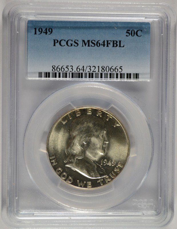 1949 FRANKLIN HALF DOLLAR, PCGS MS-64 FBL (1 of 4)